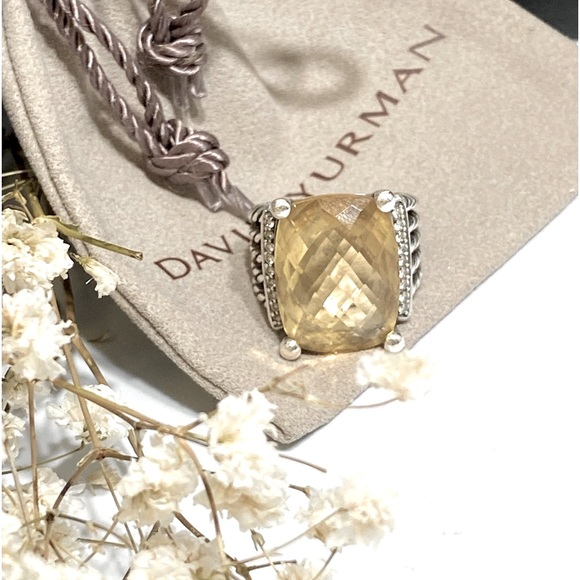20x16mm David Yurman Large Wheaton Ring with Citrine and Pave Diamonds - Picture 9 of 16